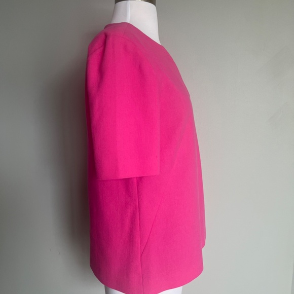 Tibi Willa Crepe Easy Neon Pink Casual Workwear V-neck Cocktail Top Blouse Shirt - Picture 9 of 13